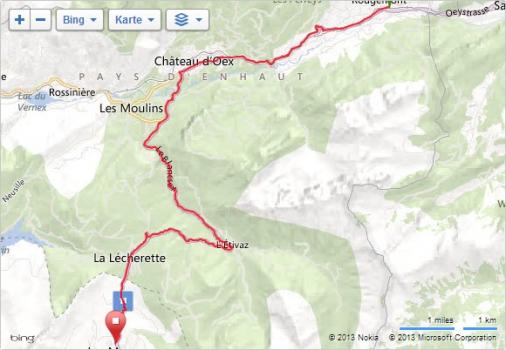 Streckenverlauf Tour du Pays de Vaud 2013 - Etappe 2b