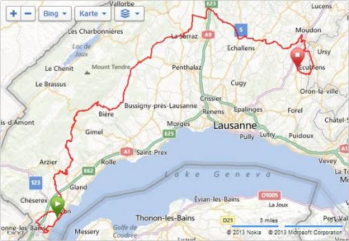 Streckenverlauf Tour du Pays de Vaud 2013 - Etappe 3