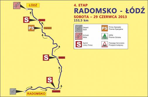 Streckenverlauf Course Cycliste de Solidarnosc et des Champions Olympiques 2013 - Etappe 4