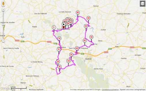 Streckenverlauf Tour Fminin en Limousin 2013 - Etappe 1