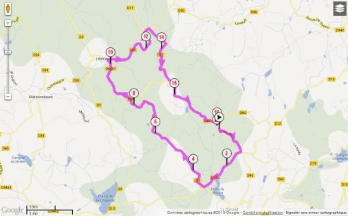 Streckenverlauf Tour Fminin en Limousin 2013 - Etappe 2