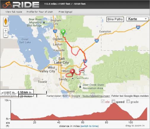 Streckenverlauf & Hhenprofil Tour of Utah 2013 - Etappe 5