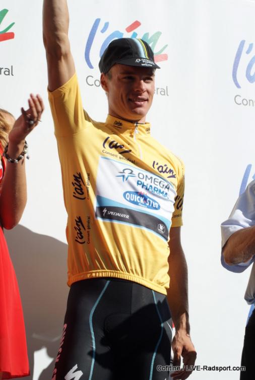 Gianni Meersman (Omega Pharma) verteidigt auf der 1. Etappe das im Prolog gewonnene Leadertrikot.