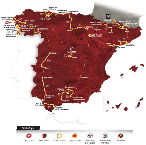 Die Streckenkarte der 68. Vuelta a Espaa