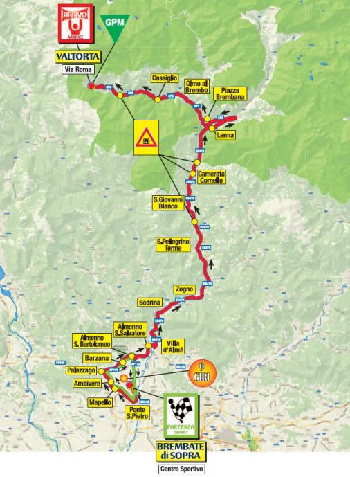 Streckenverlauf Settimana Ciclistica Lombarda by Bergamasca, Memorial Adriano Rodoni 2013 - Etappe 1