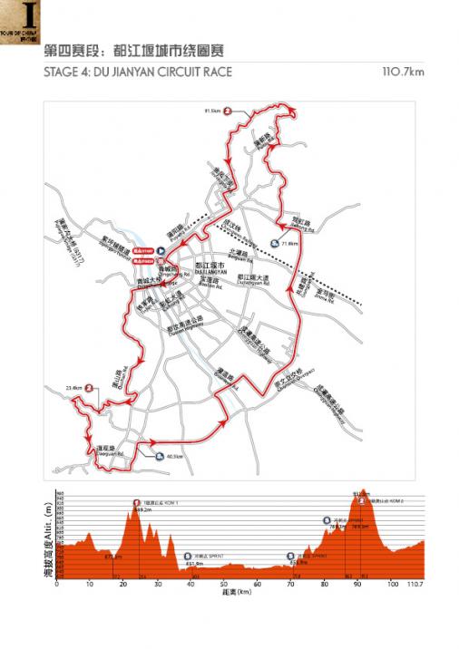 Streckenverlauf & Hhenprofil Tour of China I 2013 - Etappe 4
