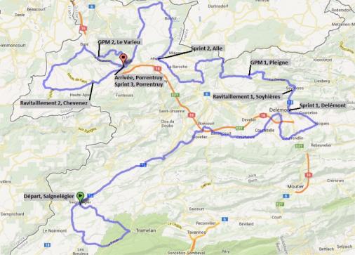 Streckenverlauf Tour du Jura 2013