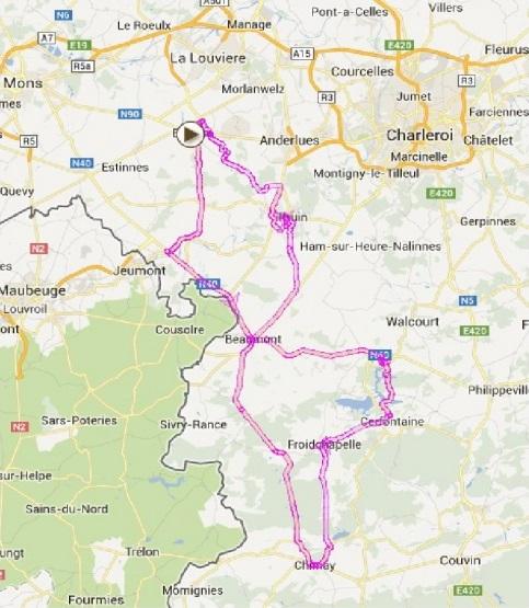 Streckenverlauf Binche-Tournai-Binche/Mmorial Frank Vandenbroucke 2013