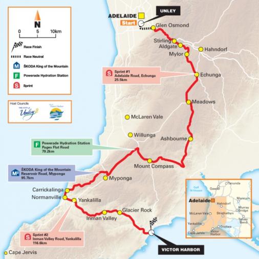 Streckenverlauf Tour Down Under 2014 - Etappe 4