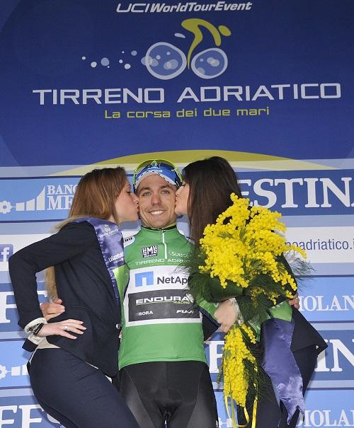 Cesare Benedetti trug bei Tirreno-Adriatico 2013 einen Tag das Bergtrikot (Foto: Team NetApp-Endura)
