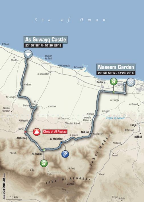 Streckenverlauf Tour of Oman 2014 - Etappe 1