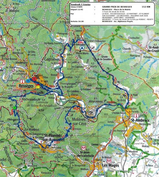 Streckenverlauf Etoile de Bessèges 2014 - Etappe 3
