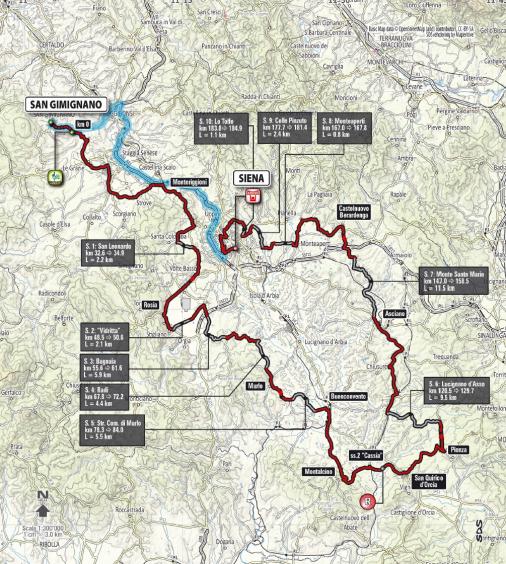 Streckenverlauf Strade Bianche 2014