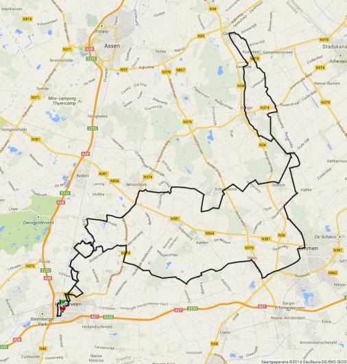 Streckenverlauf Albert Achterhes Pet Ronde van Drenthe 2014