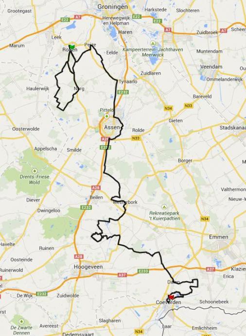 Streckenverlauf Energiewacht Dwars door Drenthe 2014