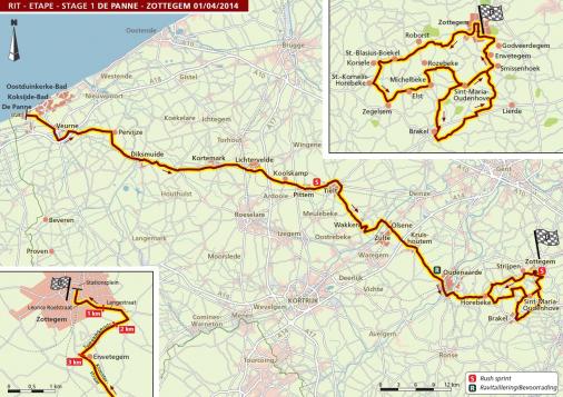 Streckenverlauf VDK-Driedaagse De Panne-Koksijde 2014 - Etappe 1