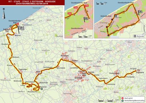 Streckenverlauf VDK-Driedaagse De Panne-Koksijde 2014 - Etappe 2