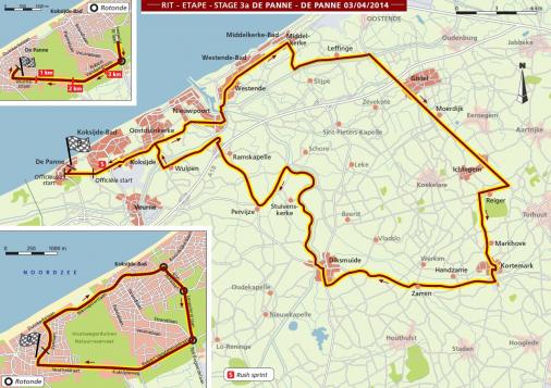 Streckenverlauf VDK-Driedaagse De Panne-Koksijde 2014 - Etappe 3a