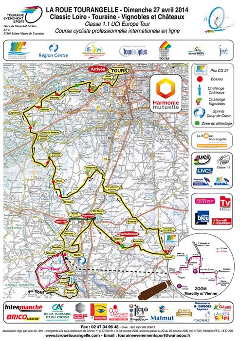Streckenverlauf La Roue Tourangelle Rgion Centre - Classic Loire Touraine Vignobles & Chateaux 2014