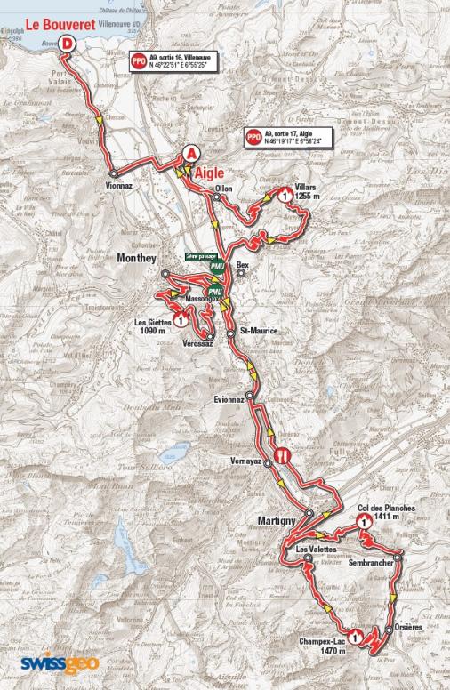 Streckenverlauf Tour de Romandie 2014 - Etappe 3