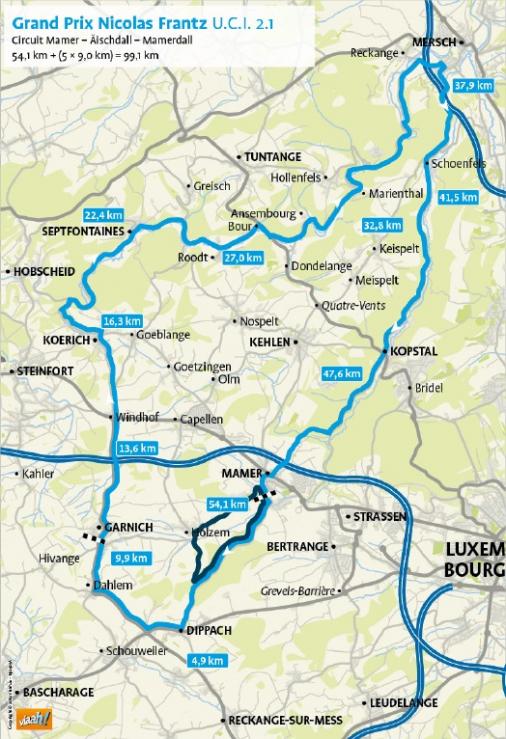 Steckenverlauf Festival Luxembourgeois du cyclisme fminin Elsy Jacobs 2014 - Etappe 2