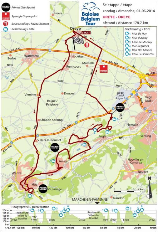 Streckenverlauf Baloise Belgium Tour 2014 - Etappe 5
