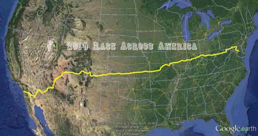 Streckenverlauf Race Across America (RAAM) 2014
