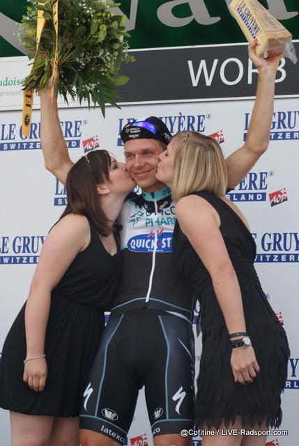 Ein breites Grinsen nach dem zweiten Zeitfahrsieg bei der Tour de Suisse: Tony Martin