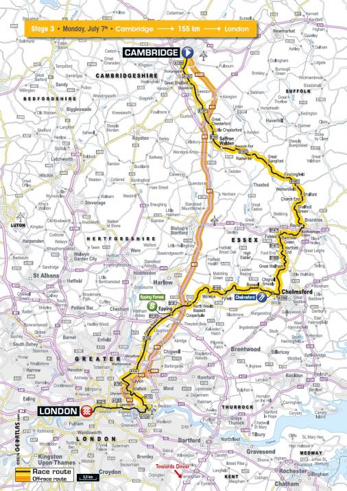 Streckenverlauf Tour de France 2014 - Etappe 3