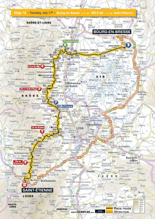Streckenverlauf Tour de France 2014 - Etappe 12