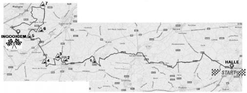 Streckenverlauf Halle-Ingooigem 2014, erste 109,9 km