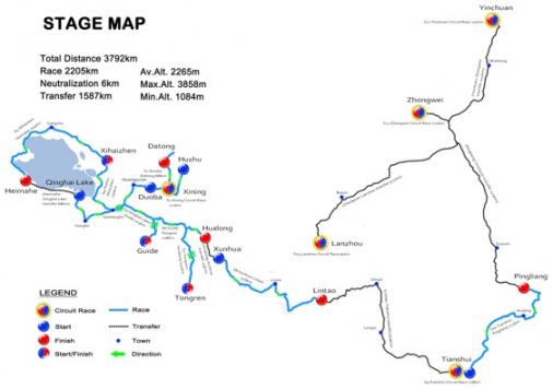 Streckenverlauf Tour of Qinghai Lake 2014