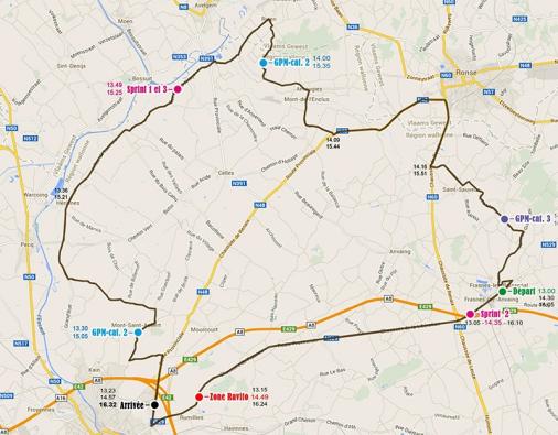 Streckenverlauf Tour de Wallonie 2014 - Etappe 1