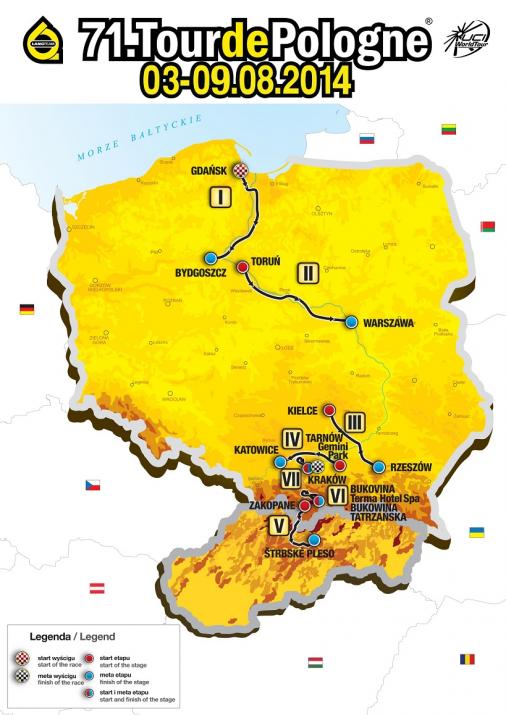 Streckenverlauf Tour de Pologne 2014