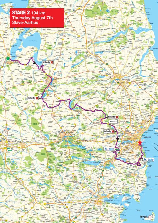 Streckenverlauf Post Danmark Rundt - Tour of Denmark 2014 - Etappe 2