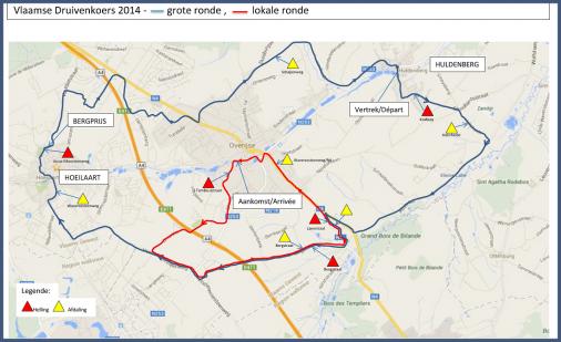 Streckenverlauf Druivenkoers - Overijse 2014