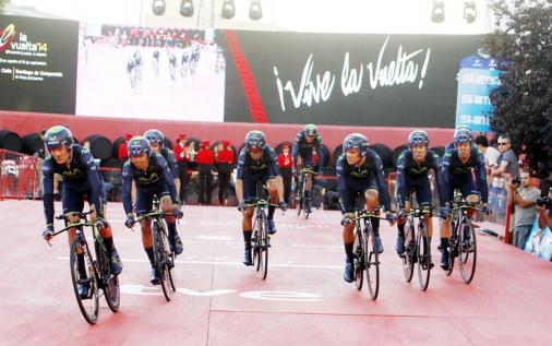 Movistar schlgt Cannondale bei Vuelta-Teamzeitfahren - Castroviejo wieder erster Mann in Rot