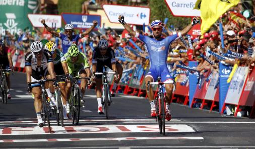 Nacer Bouhanni im Massensprint der 2. Vuelta-Etappe eindeutig nicht zu schlagen