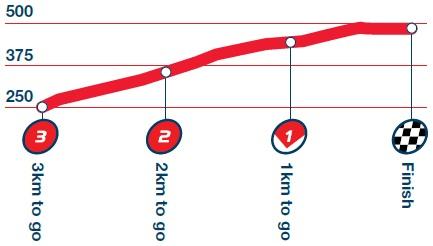 Hhenprofil Tour of Britain 2014 - Etappe 3, letzte 3 km