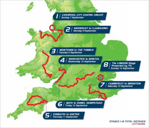 Streckenverlauf Tour of Britain 2014