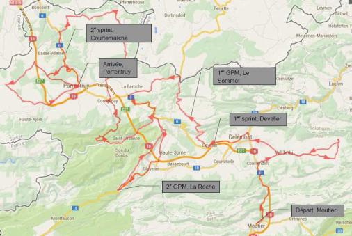 Streckenverlauf Tour du Jura 2014