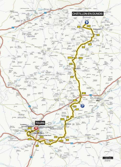 Streckenverlauf Paris - Tours Espoirs 2014