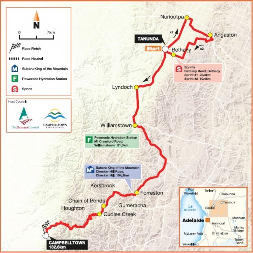 Streckenverlauf Tour Down Under 2015 - Etappe 1