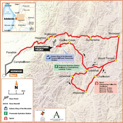 Streckenverlauf Tour Down Under 2015 - Etappe 3