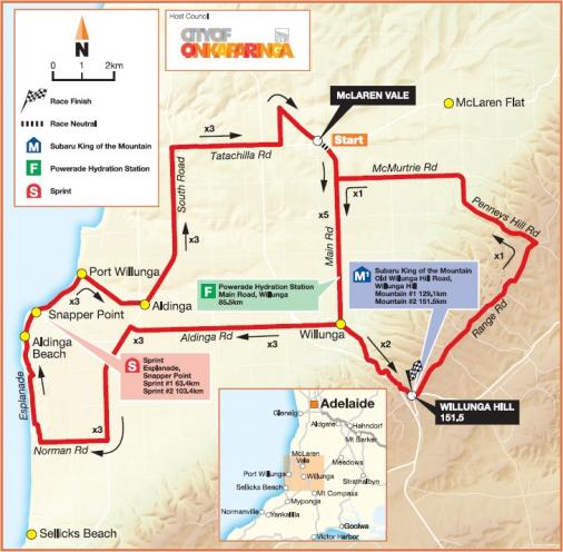 Streckenverlauf Tour Down Under 2015 - Etappe 5