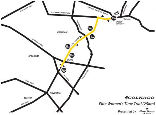 Streckenverlauf Nationale Meisterschaften Neuseeland 2015 - Einzelzeitfahren, Frauen Elite