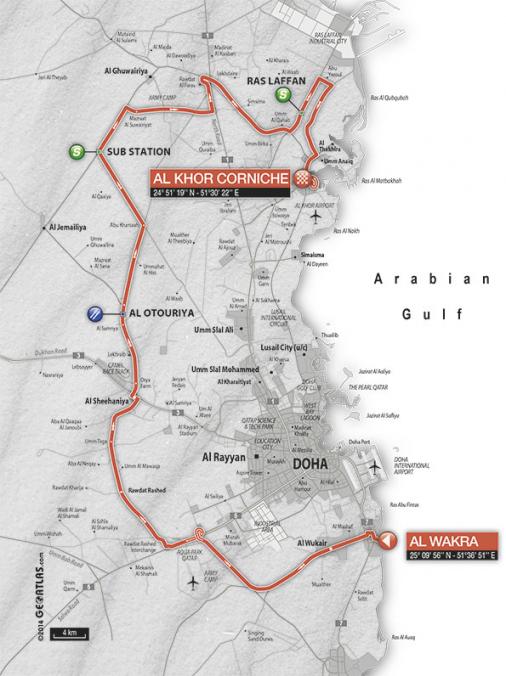 Streckenverlauf Tour of Qatar 2015 - Etappe 2
