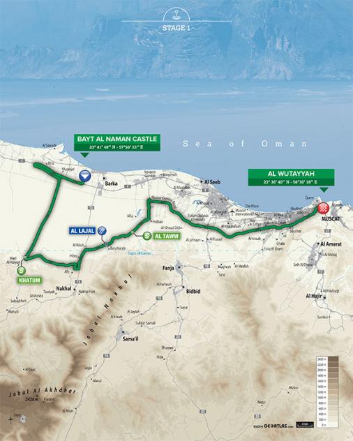Streckenverlauf Tour of Oman 2015 - Etappe 1