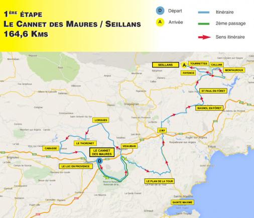 Streckenverlauf Tour Cycliste International du Haut Var-matin 2015 - Etappe 1
