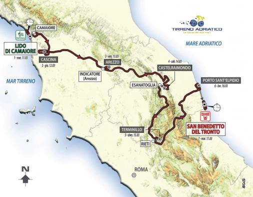 Streckenverlauf Tirreno - Adriatico 2015